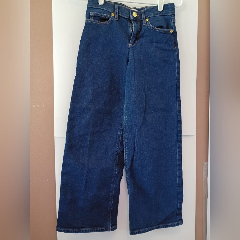 Crewcuts Girls Wide Leg Jeans With Gold Flower Button